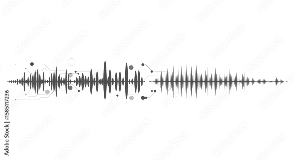 Poster modern abstract sound wave pattern with geometric elements in monochrome