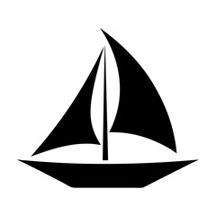 Triangular sailboat silhouette representing sea travel and sailing competition