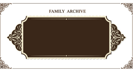 Elegant vintage frame design for family archive label in ornate style