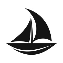 Minimalist sailboat silhouette in side profile view for sea exploration themes