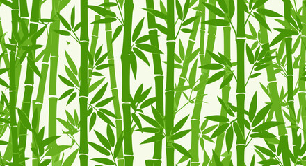 Dense green bamboo pattern on light background for seamless nature-themed design