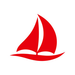 Side view of sailboat in silhouette gliding across water for ocean travel