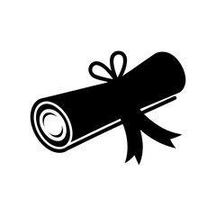 Classic rolled scroll certificate in silhouette for formal or academic award