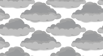 Fototapeta premium Seamless pattern of 3d gray clouds on white background for weather and nature design