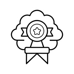 Badge outline with medal icon silhouette for honor achievement and certification