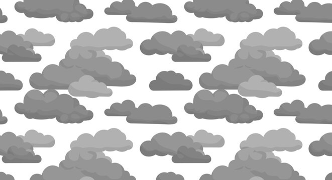 Seamless pattern of gray clouds with overcast sky texture