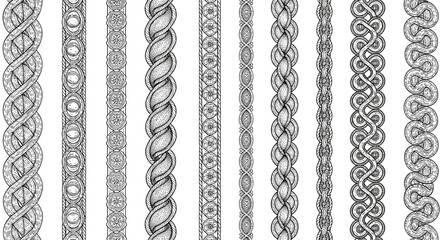 Intricate celtic knot borders in geometric black and white patterns