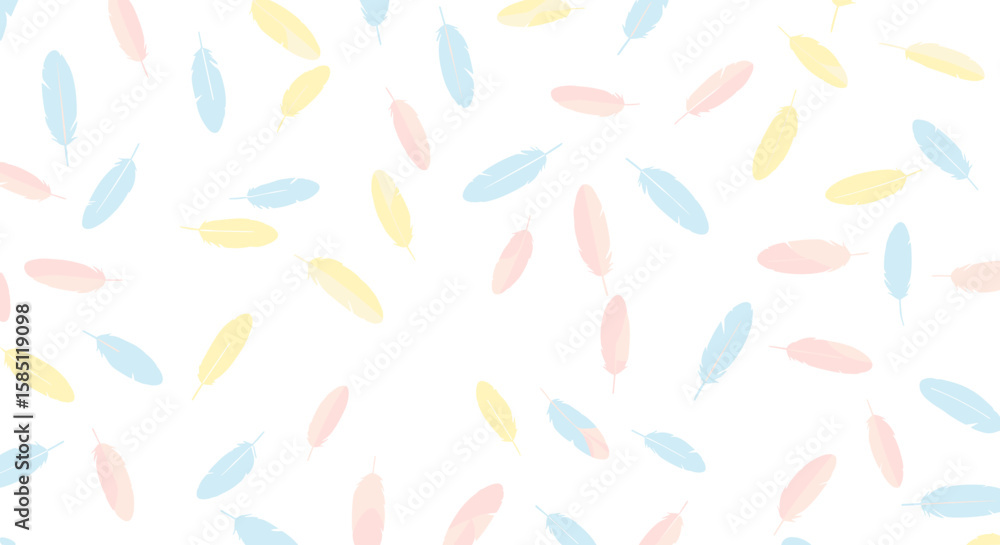 Poster pastel feather pattern on white background for soft and delicate designs