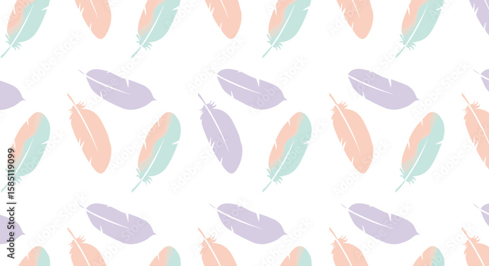 Poster pastel feather pattern seamless background with soft colors