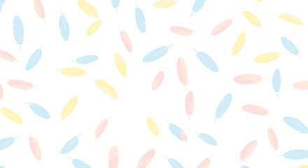 Pastel feather pattern on white background for soft and delicate designs