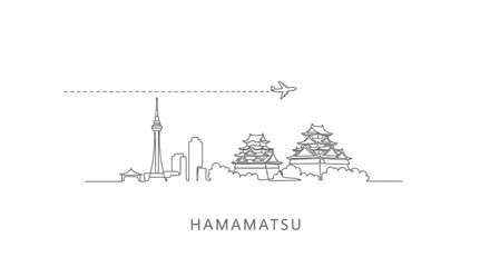 Obraz premium Hamamatsu Skyline with Japan Minimal Vector Art.