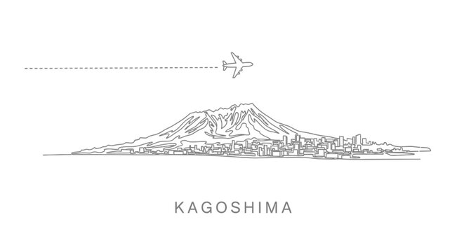 Kagoshima Skyline Plane Travel Mount Japan White.