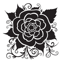 Midnight Mandala Flower Silhouette Design: Nature’s Dark Charm