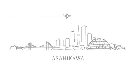 Fototapeta premium Asahikawa skyline with Japan Minimalist cityscape.