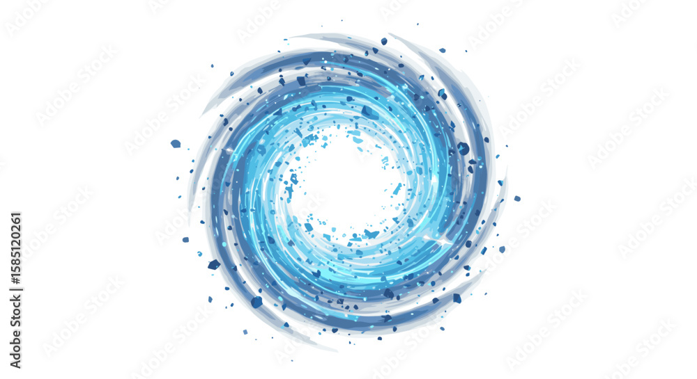 Poster abstract digital blue swirl with dynamic particles and motion effect
