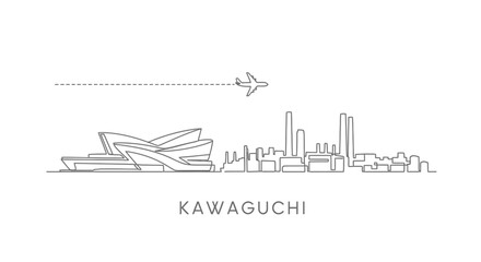 Obraz premium Kawaguchi City Skyline Minimalist outline.