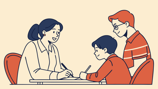 young couple with son discution