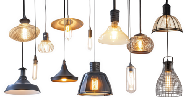 ceiling light fixture on transparent background