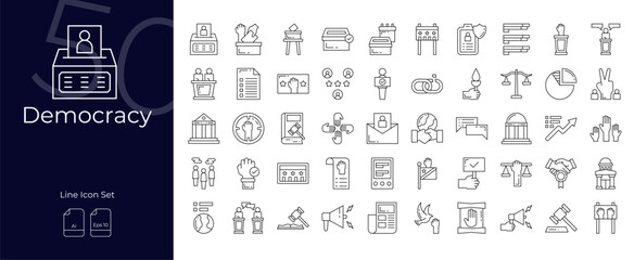 Democracy Line Editable Icons set. Vector illustration in modern thin line style of Democracy icons: democracy, election, equality, etc