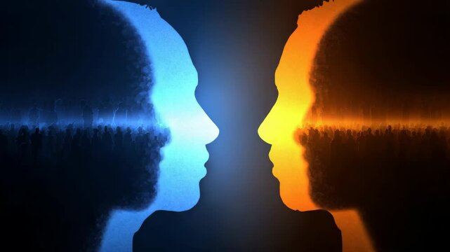 Artistic visualization of human connection through contrasting colors