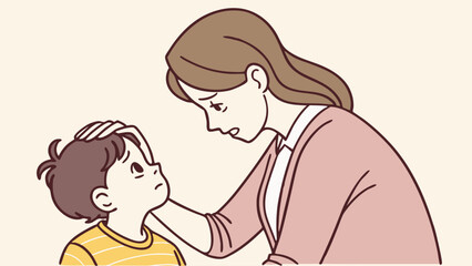 Obraz premium Calming down the boy by the mother 