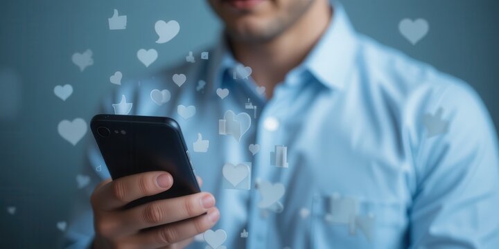 Engaging with digital interaction: A man's connection through mobile devices - Powered by Adobe