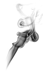 Abstract black smoke isolated on a white background. concept of texture mist, fog effect, and cloud for design air pollution, element smog	