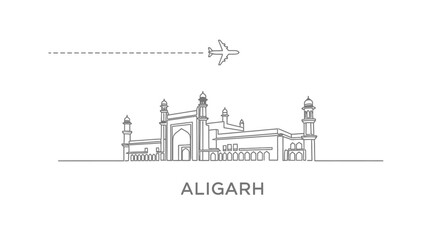 Aligarh Skyline with India Travel destination Plane.