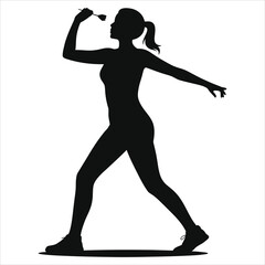 Female Javelin Thrower Silhouette - Athlete Sport Training Vector Art.