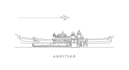 Amritsar with Golden Temple, Landmark, Travel, and Plane.