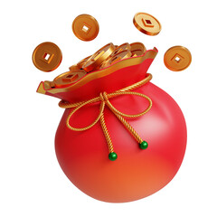 Chinese new year traditional decoration 3d rendered illustration, isolated on transparent background