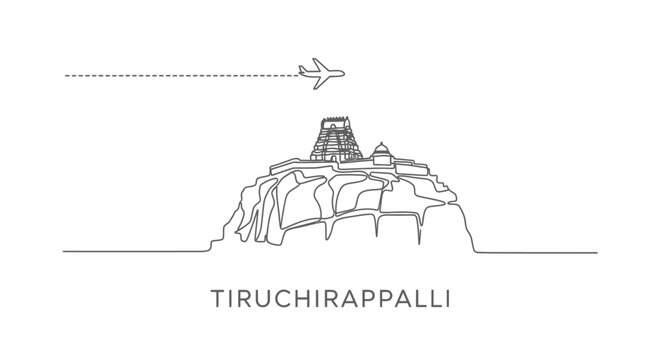 Tiruchirappalli line art India travel flight.
