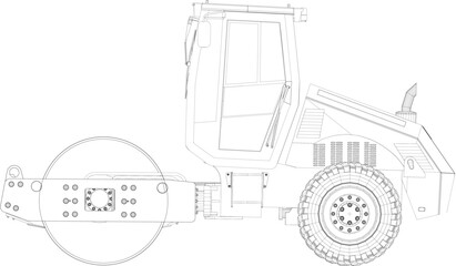 Obraz premium A compactor is a heavy equipment that functions to compact the soil. Compactor vector isolated on white background.