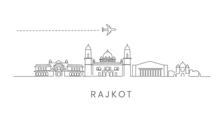 Obraz premium Rajkot Skyline with India Travel, and tourism.
