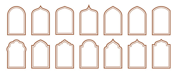 Arab arch door line set. Islamic window or gate. style outline islamic ramadan kareem and eid mubarak windows and arches
