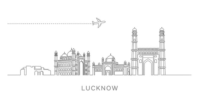 Lucknow Skyline with India, Travel, and Minimalist Art.