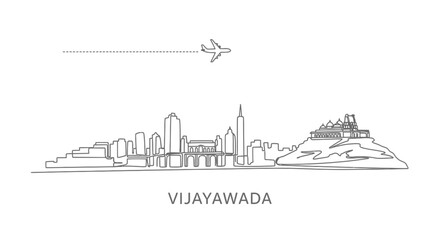 Fototapeta premium Vijayawada Skyline with India Plane in background.