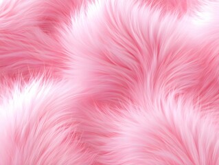 A close-up view of soft, fluffy pink fur texture, creating a cozy and inviting atmosphere. The fur appears voluminous and vibrant, with a smooth sheen.