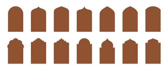 Collection of Islamic door and window shape. Arch window vector set