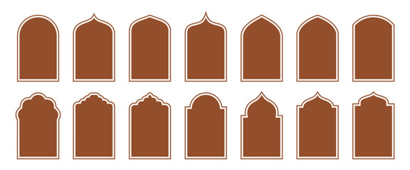 Collection of Islamic door and window shape. Arch window vector set
