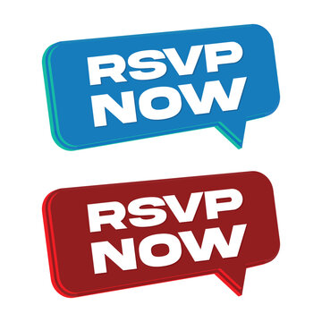 RSVP Now Speech Bubble Icon Set &ndash; Event Invitation Reminder Vector Design