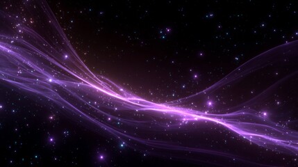 Obraz premium neon purple light streak in space with star particle effects.