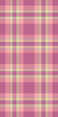 Other vector textile pattern, bold seamless fabric tartan. Styled plaid check background texture in red and pastel colors.