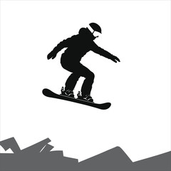 Minimalist Snowboarder Silhouette Vector - Dynamic Winter Sports Jumper
