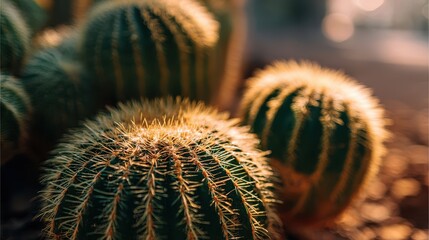 Close-up view of multiple prickly pear cacti.