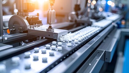 Pharmaceutical manufacturing machine processing pills