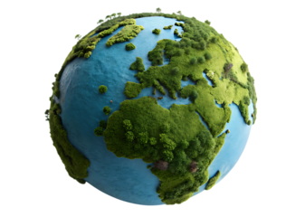 Lush green continents blue oceans earth globe
