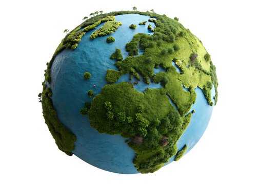 Lush green continents blue oceans earth globe
