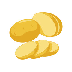 Potato Slices and Whole Potato A Fresh and Simple Graphic Illustration for Culinary Designs or food posters or advertisements