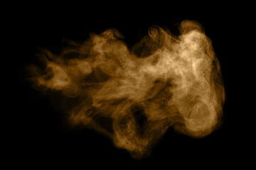 Glitter gold dust on a black background. storm particles of dirt flying, fine sand cloud, abstract....